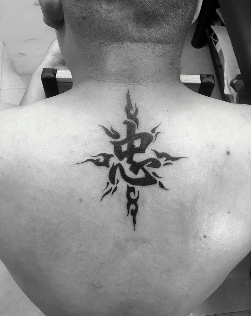 字体纹身图片_成品背部清新字符图腾纹身图案