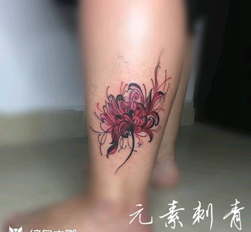 彼岸花纹身图片_腿部纹身图案