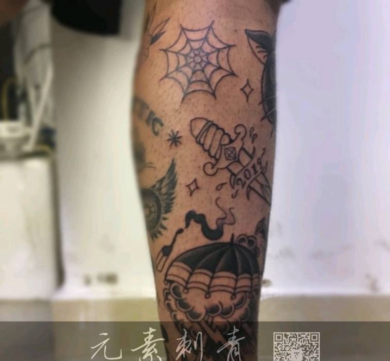 还未完成纹身图片_腿部纹身图案