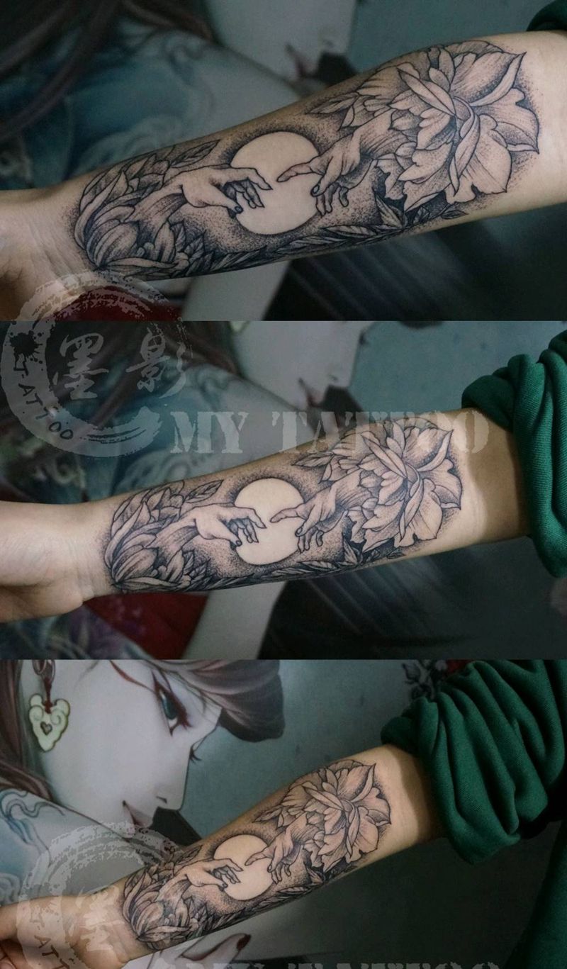 欧美风点画风格纹身图片_手臂点刺欧美写实纹身图案