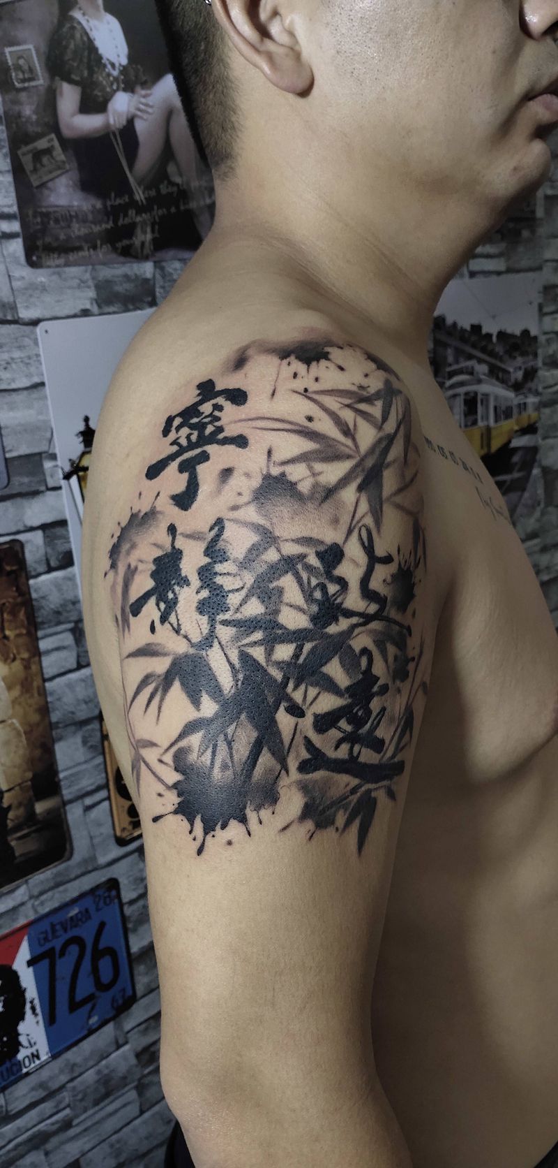 宁静致远纹身图片_手部手臂新传统水墨纹身图案