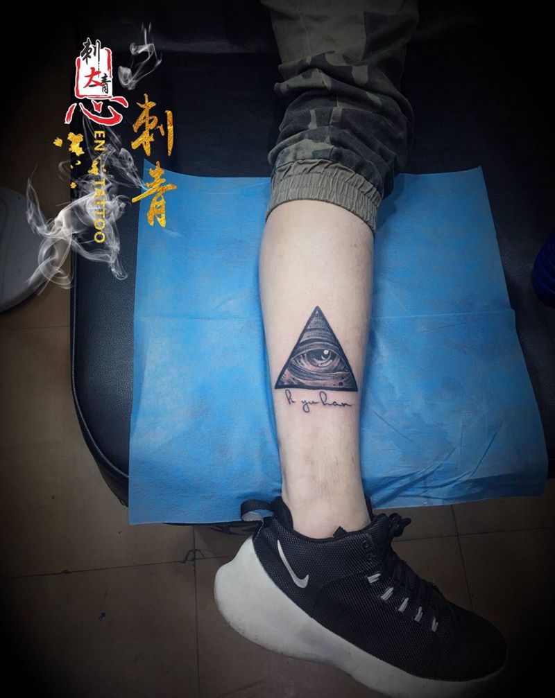上帝之眼纹身图片_成品腿部清新欧美原创静物揭阳揭阳恩刺青纹身图案
