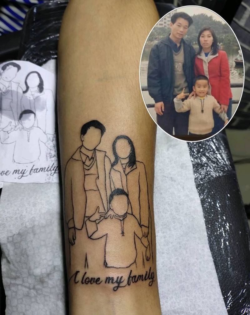 有爱纹身图片_手臂几何New School纹身图案