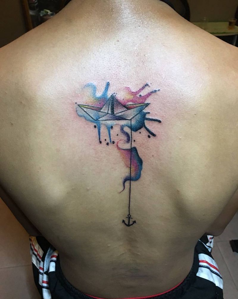 喷墨小纸船纹身图片