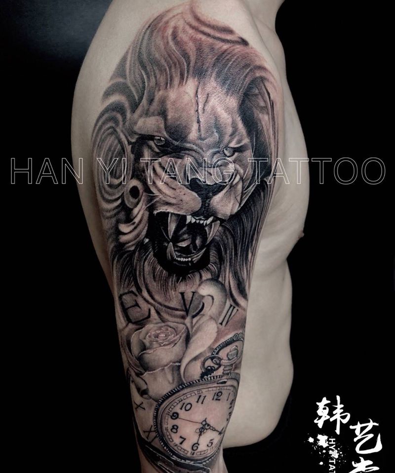 写实狮子纹身图片