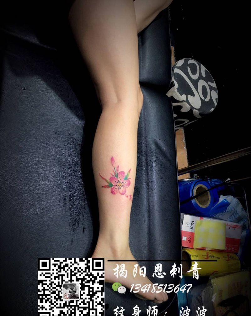 花花世界纹身图片_成品腿部清新静物植物揭阳揭阳恩刺青纹身图案