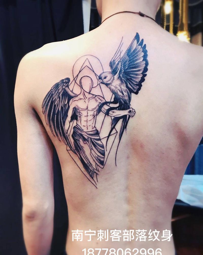 背后天使纹身纹身图片