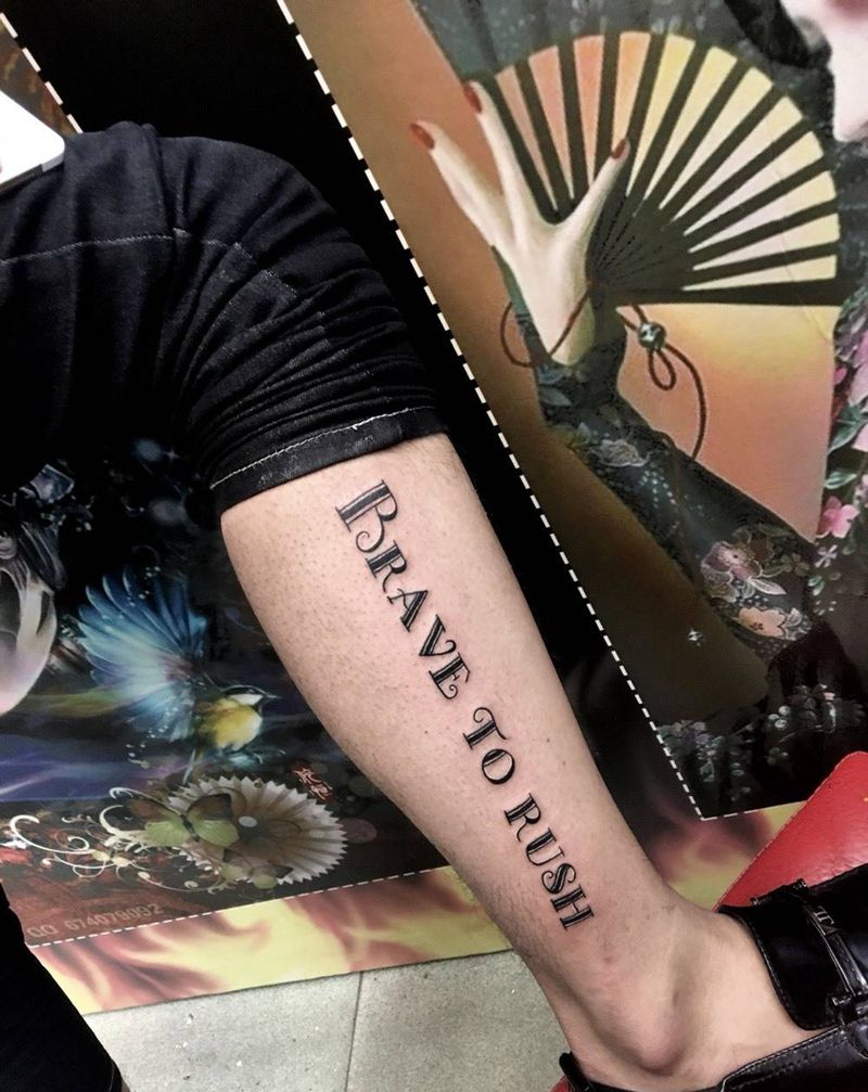 字体纹身纹身图片_成品腿部清新字符纹身图案