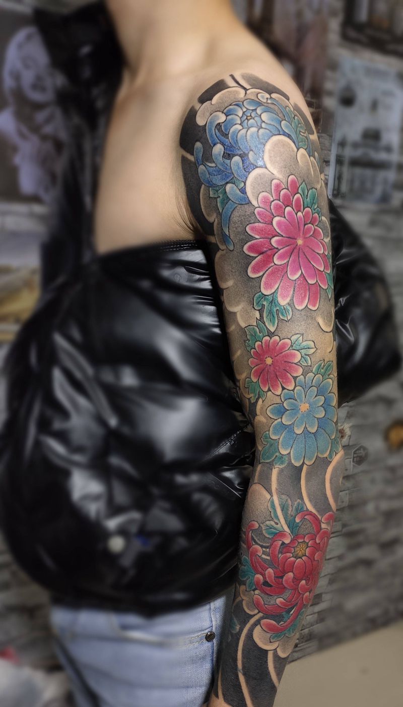 老传统花臂纹身图片_手臂手部老传统新传统纹身图案