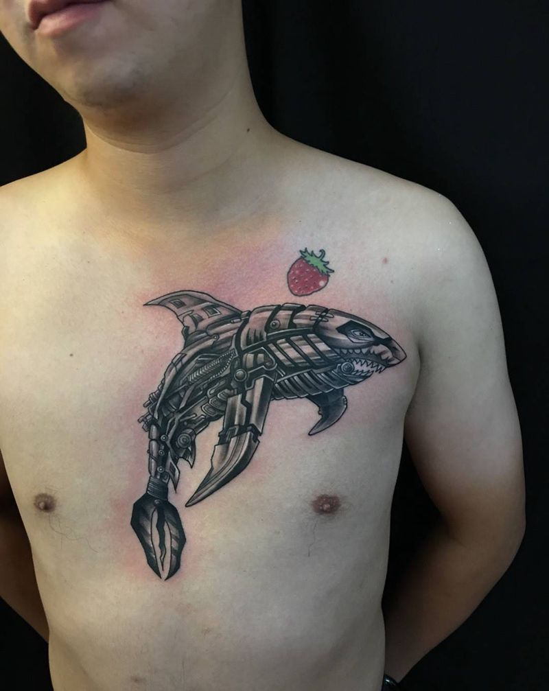 机械鲨鱼纹身图片