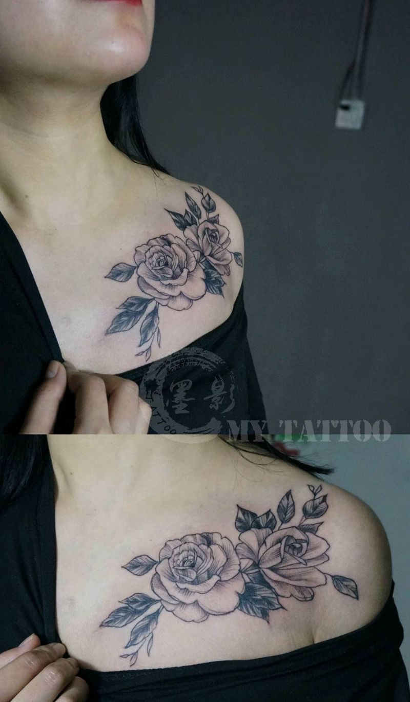 简笔玫瑰纹身图片