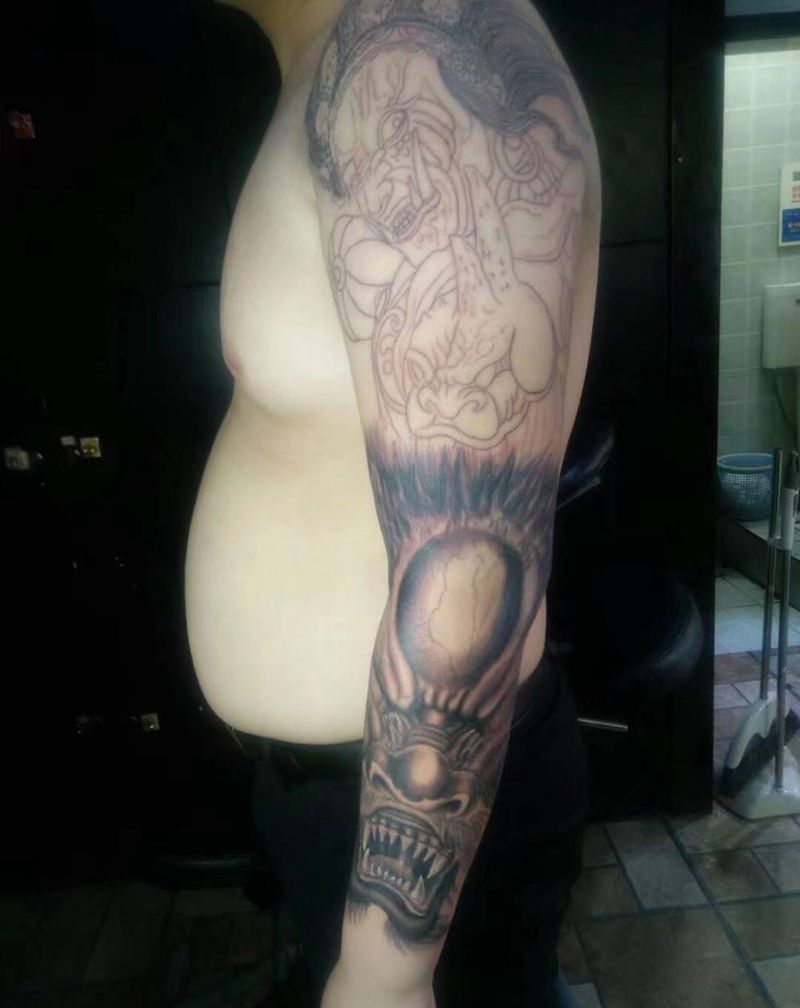 烈火花臂纹身图片