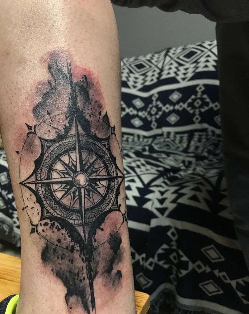 指南针纹身图片