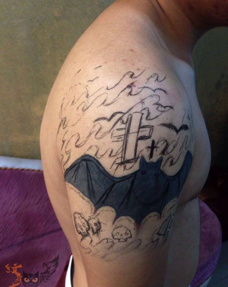 修改纹身图片_清新鬼神手臂纹身图案