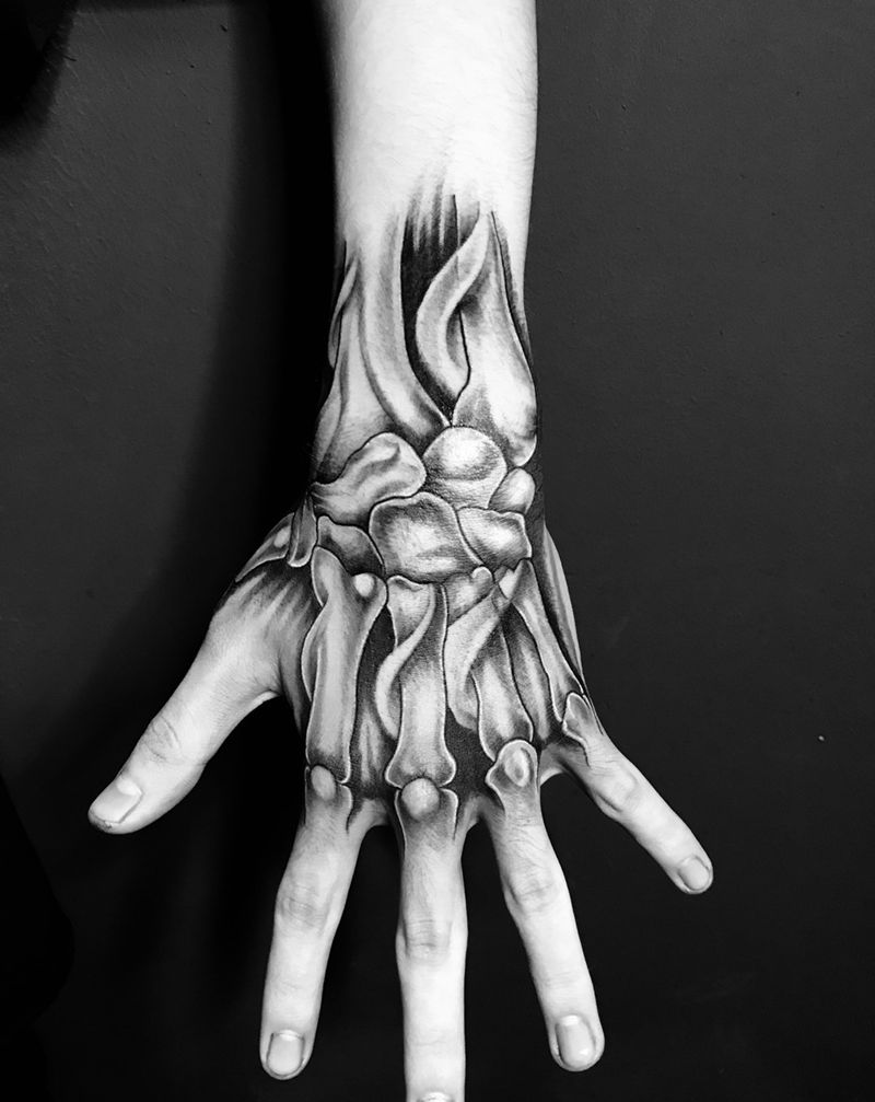 手背，骨。纹身图片