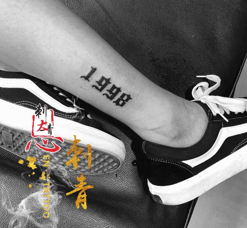 数字纹身图片_成品腿部清新字符揭阳揭阳恩刺青原创纹身图案
