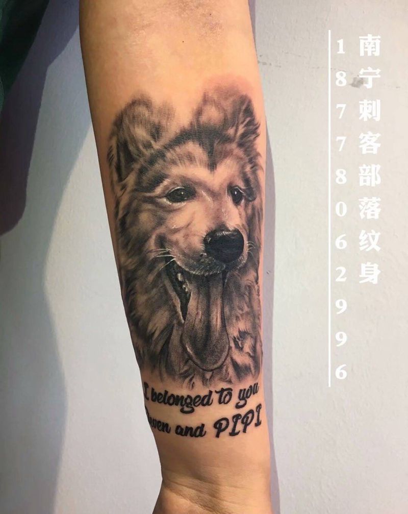 客人纹爱犬纹身图片