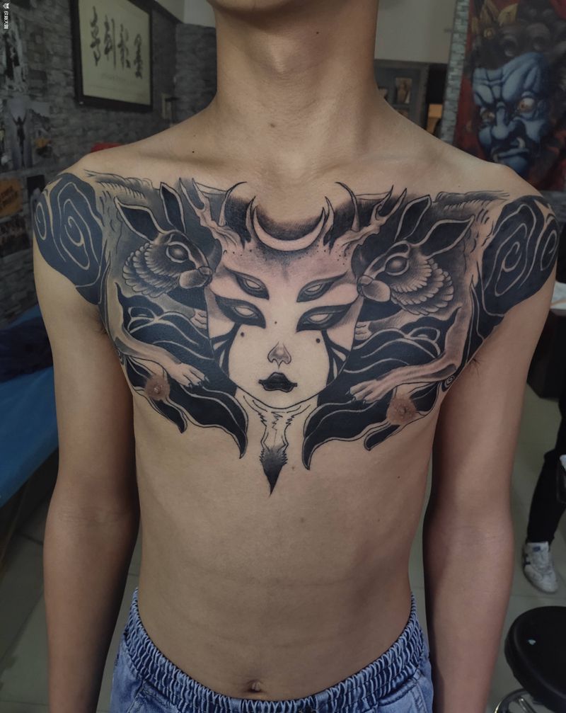 画江湖之不良人纹身图片_胸部腹部图腾点刺纹身图案