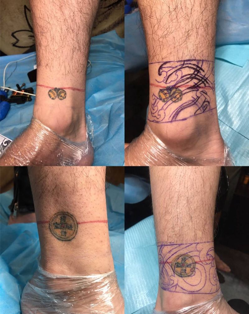 脚环遮盖纹身图片