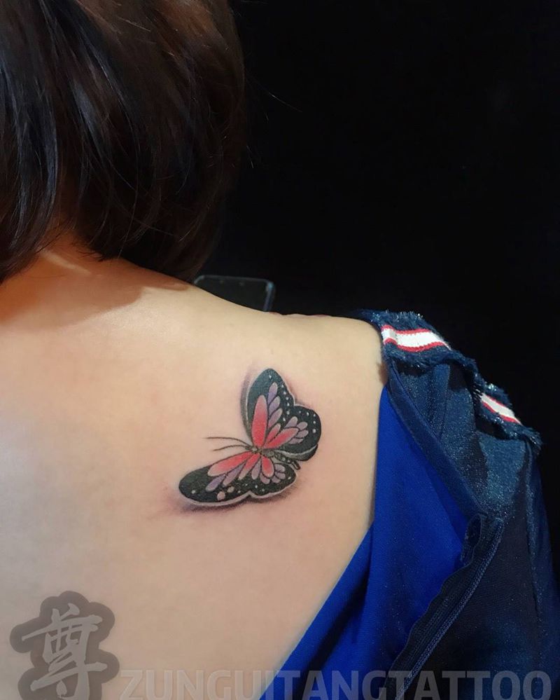 蝴蝶，遮盖胎记。纹身图片