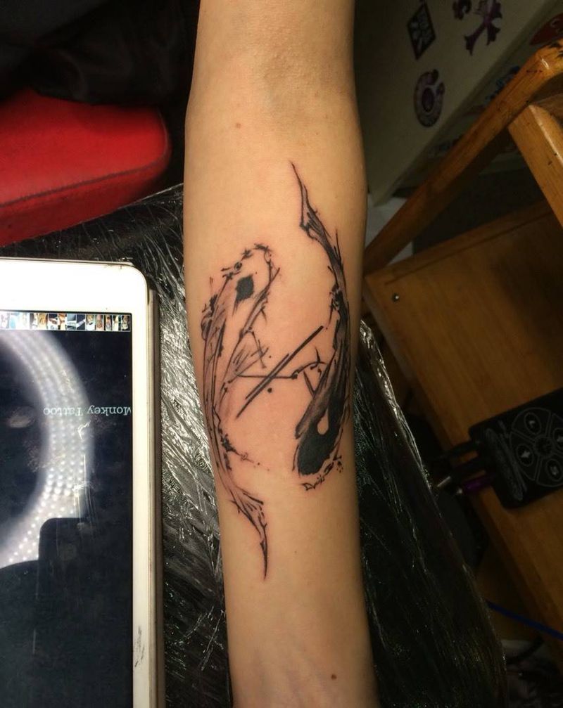 水墨鱼纹身图片