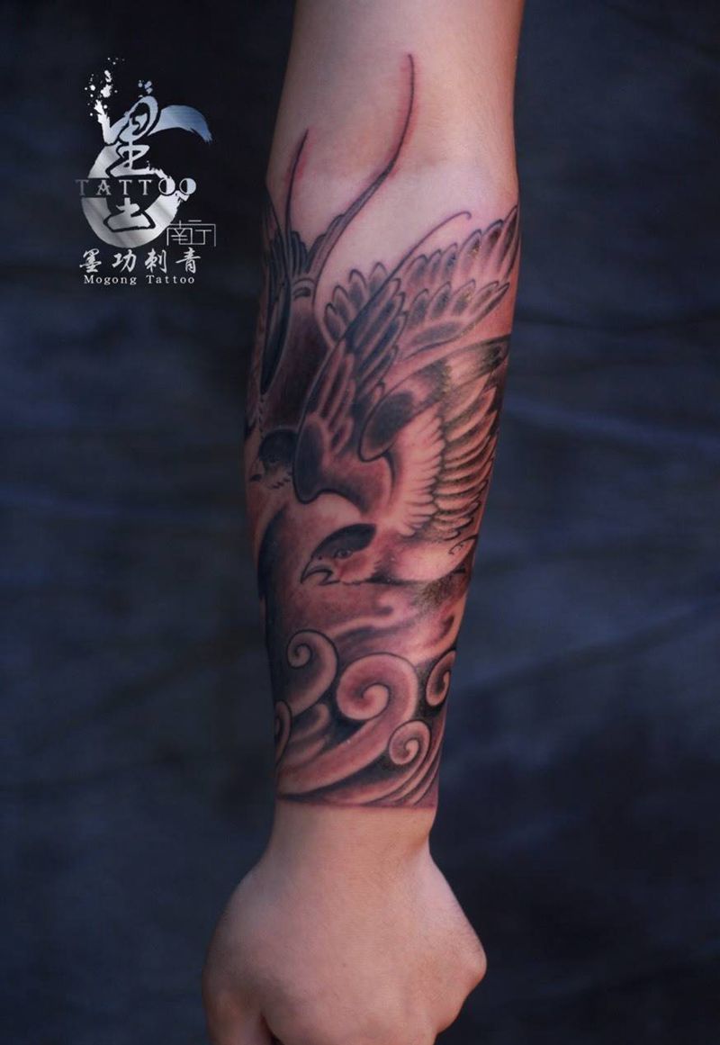 花臂进度纹身图片