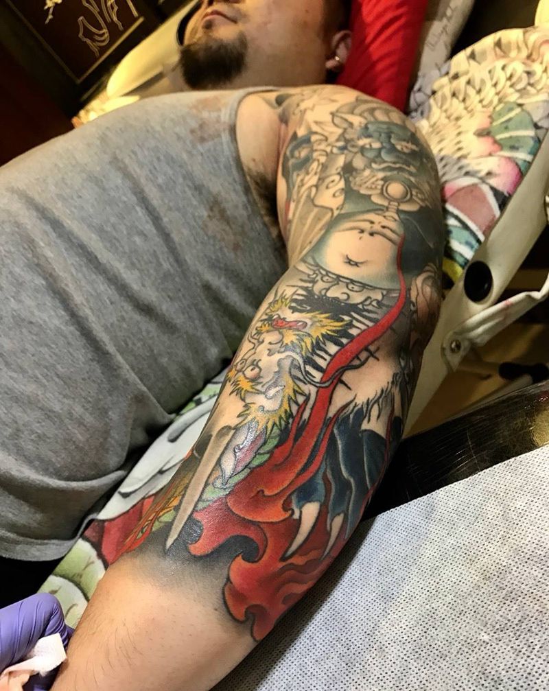 风神纹身图片_手臂手部传统动物宗教鬼神原创纹身图案