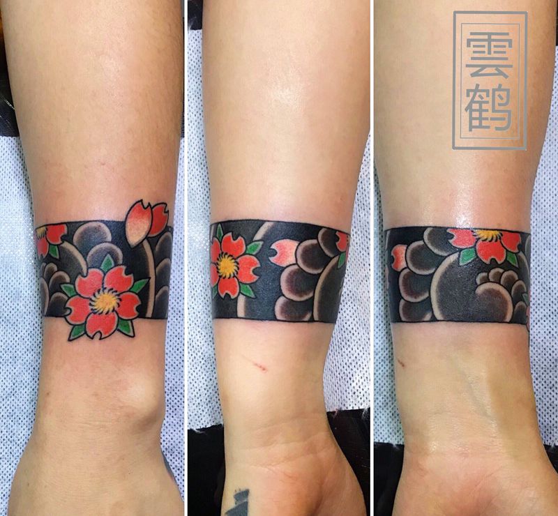 樱花纹身图片_手部手臂老传统新传统纹身图案