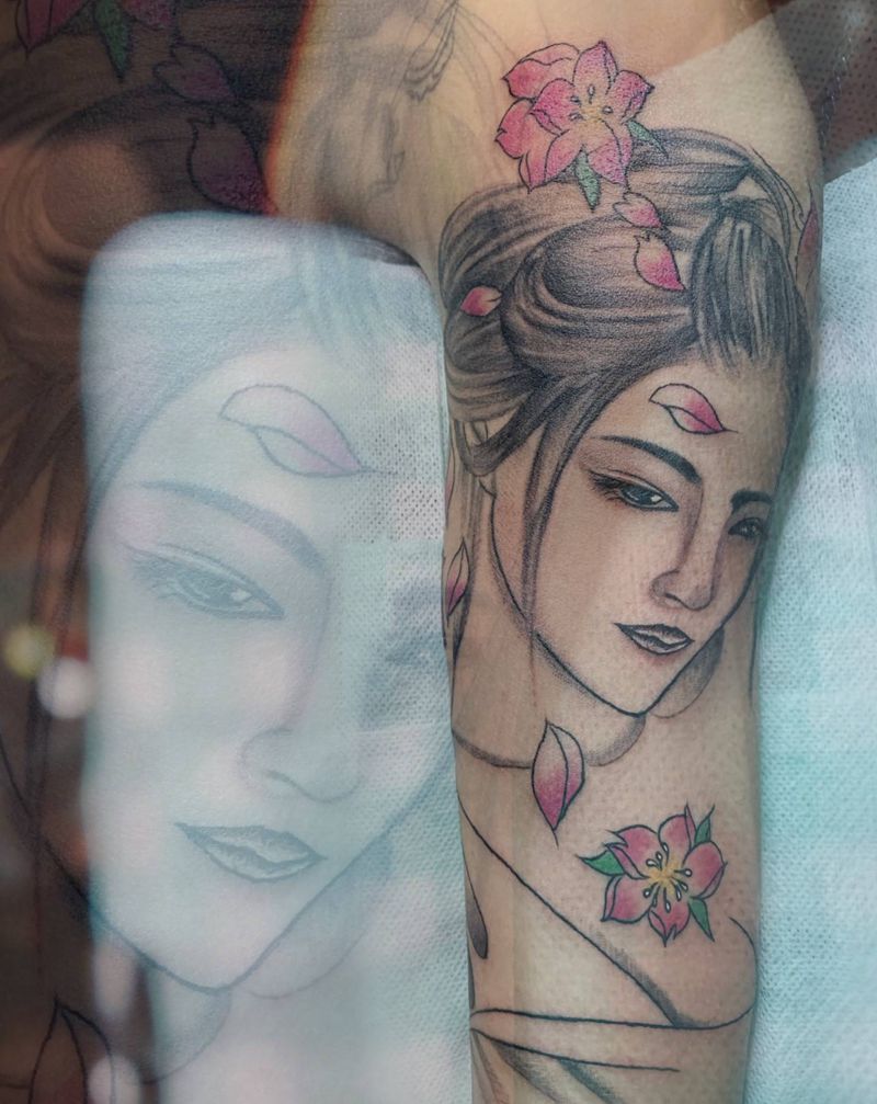 艺妓纹身图片_手部手臂纹身图案