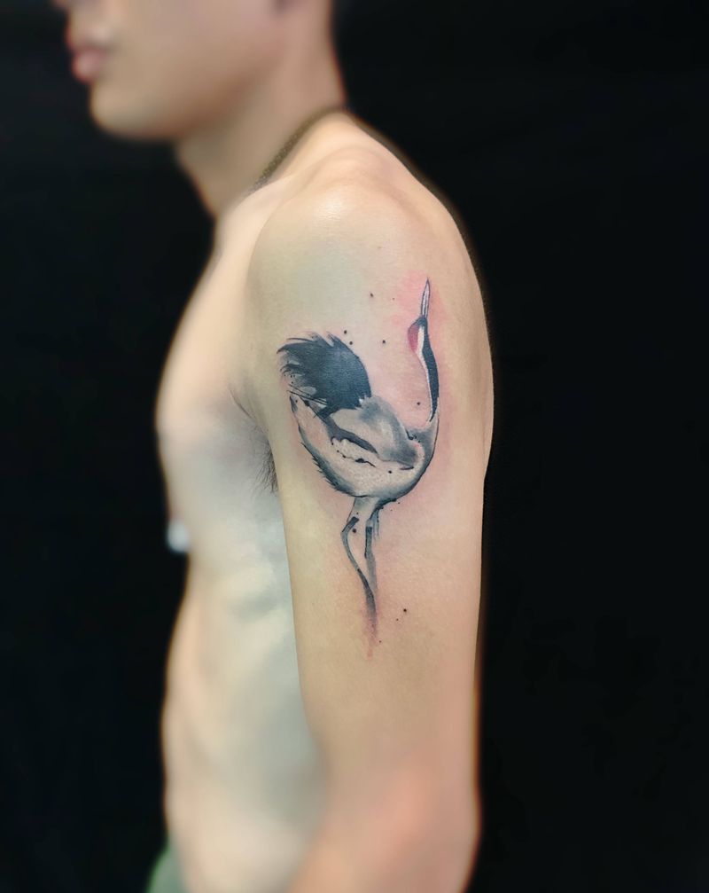 鹤纹身图片_手臂纹身图案