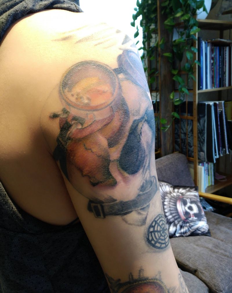 蒸汽朋克纹身图片_手臂传统鬼神成品纹身图案