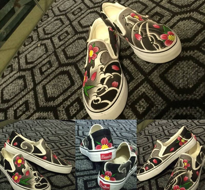 花飘零纹身图片_成品插画传统脚部植物原创清新手稿刺青纹身图案