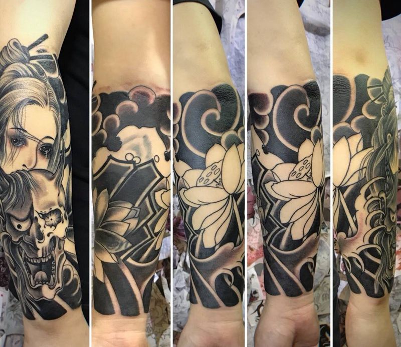 艺妓修改，遮盖纹身图片_手臂老传统纹身图案