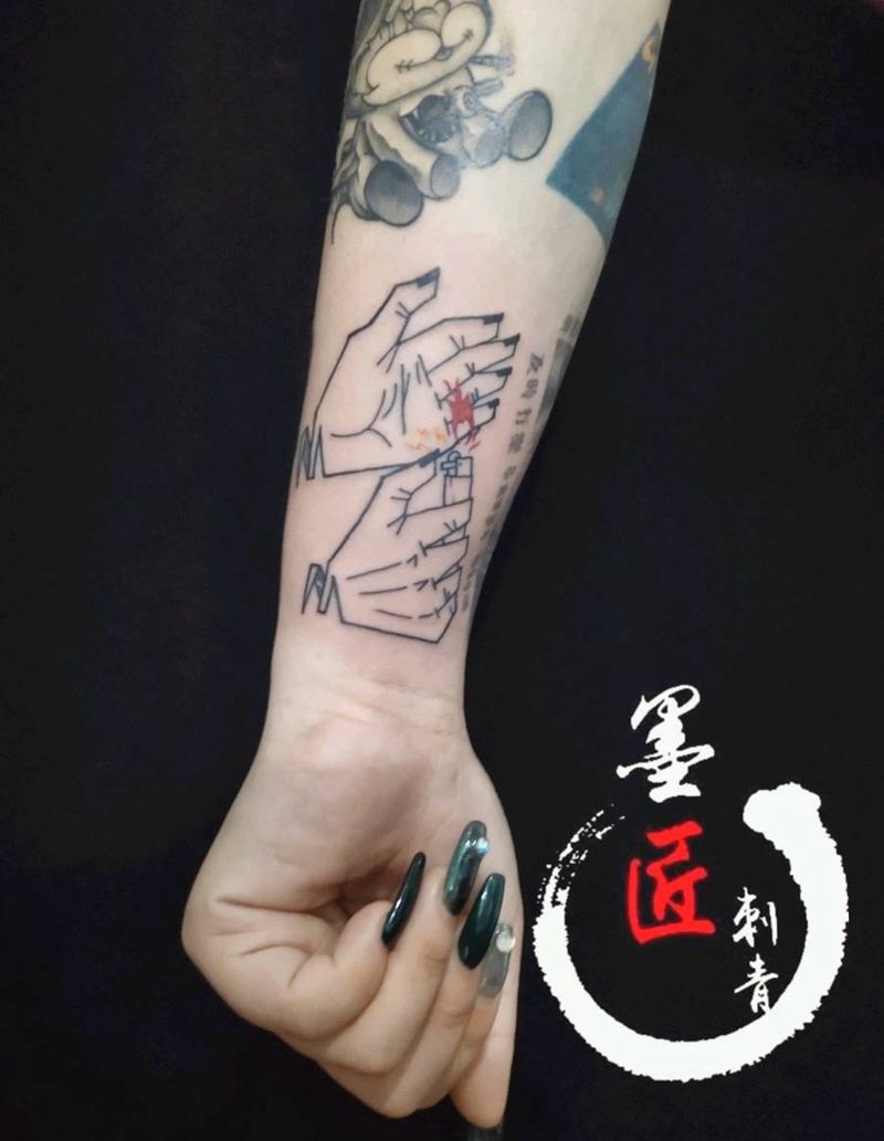借个火纹身图片_手臂几何纹身图案