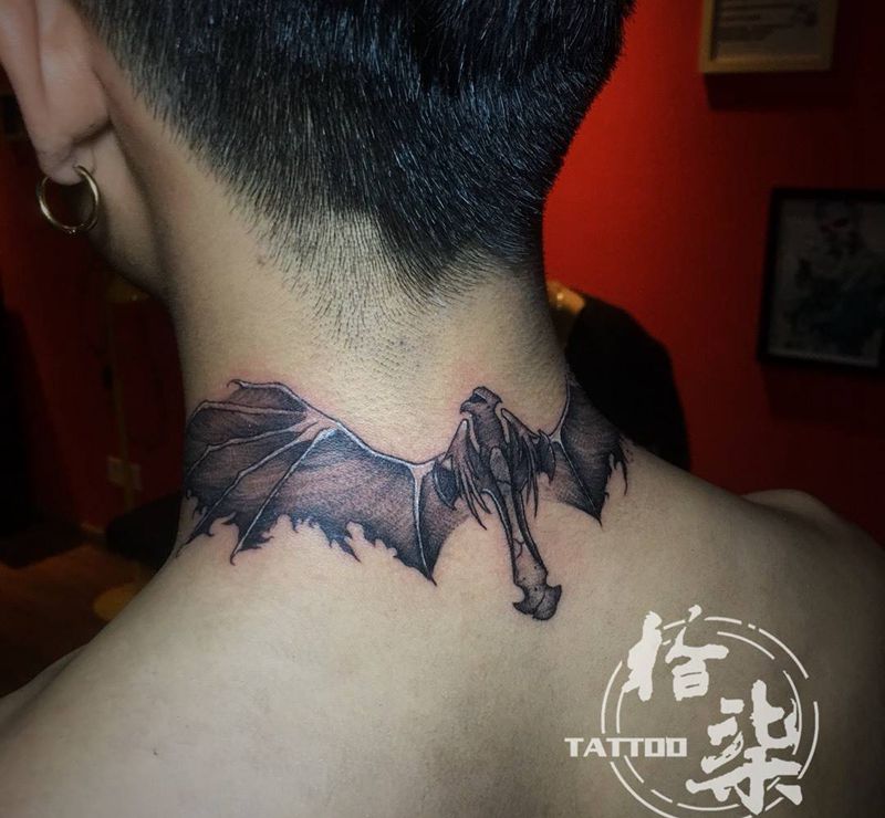 恶魔翅膀纹身图片