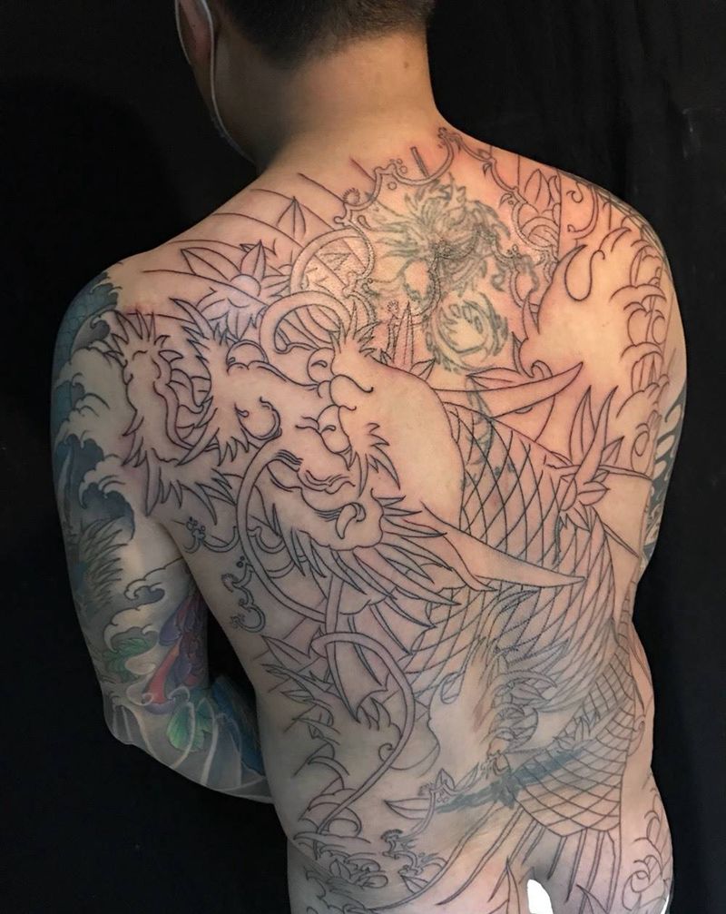 鳌纹身图片_手稿臀部背部传统原创动物鬼神植物习俗纹身图案