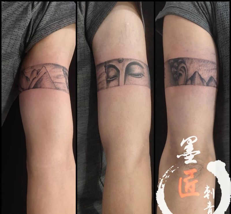 臂环纹身图片_手臂新传统纹身图案