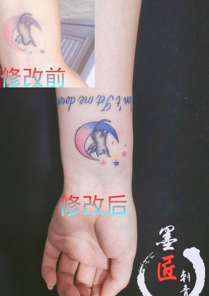 小清新修改纹身图片_手臂点刺水彩纹身图案