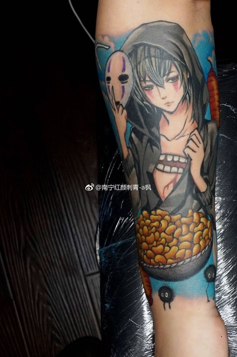 无脸男纹身图片_成品手臂手部欧美人物原创纹身图案