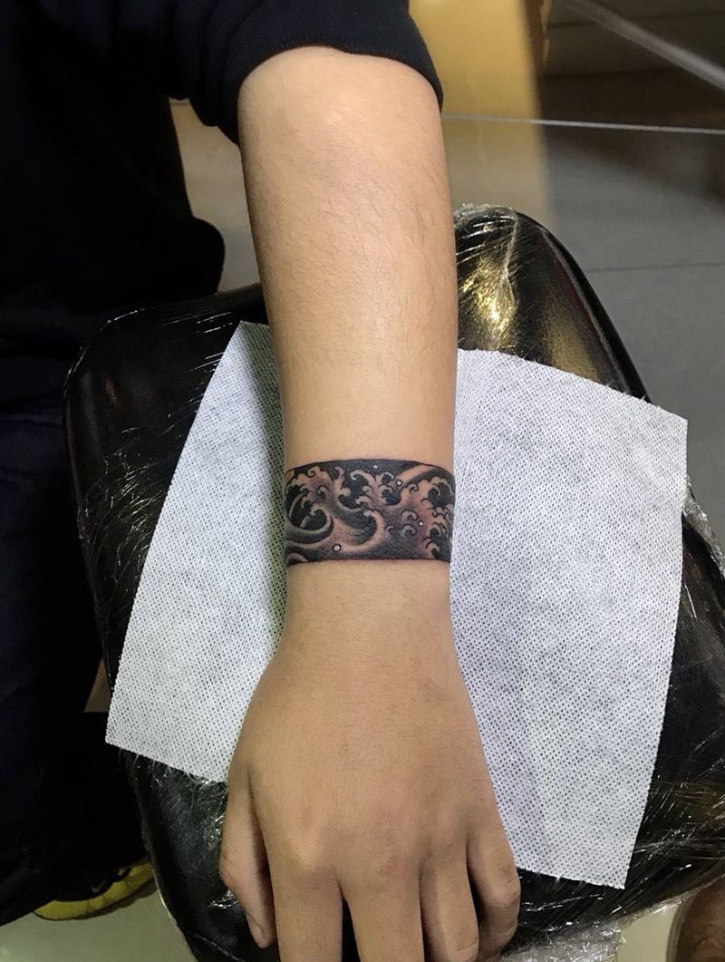 臂环•浪纹身图片_成品手臂传统清新静物原创手稿纹身图案