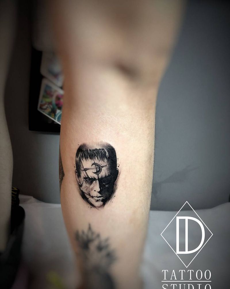 暗黑系科学怪人。5cm迷你尺寸纹身图片