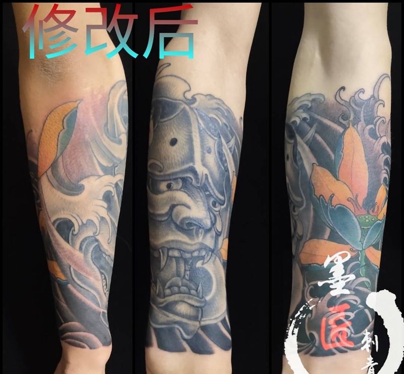 般若纹身图片_手臂新传统纹身图案