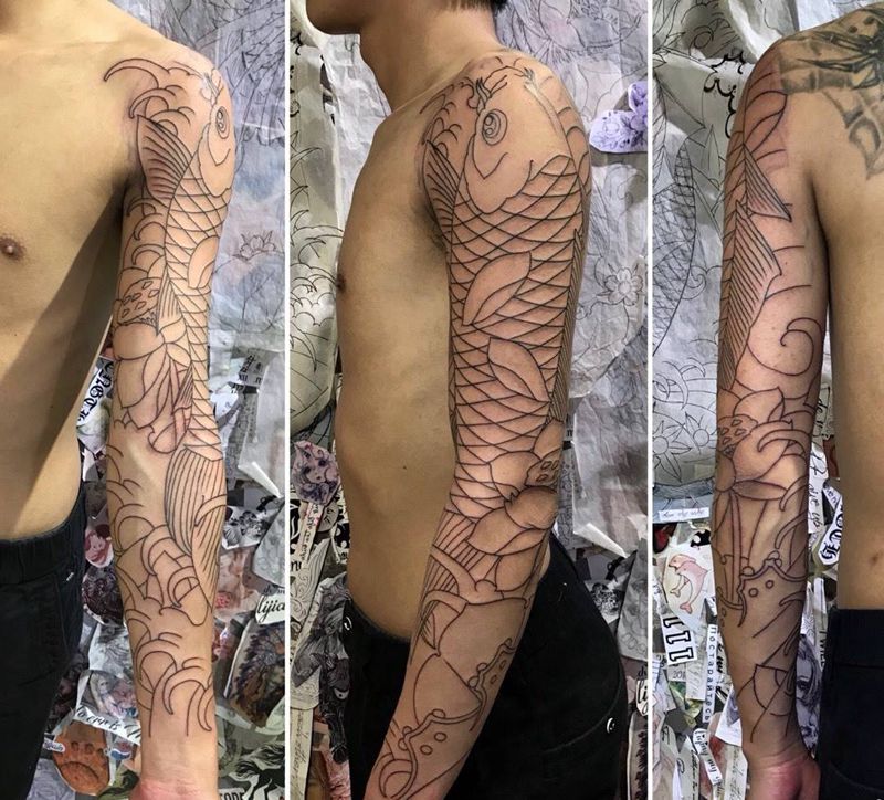 鱼纹身图片_手臂手部老传统新传统纹身图案