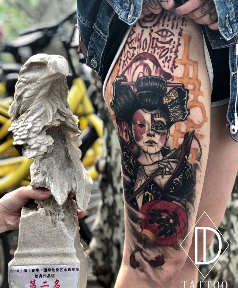 机械艺伎纹身图片