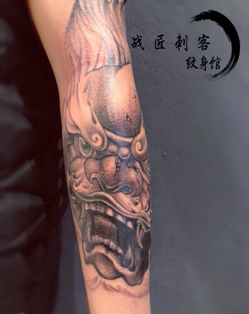 唐狮子纹身图片