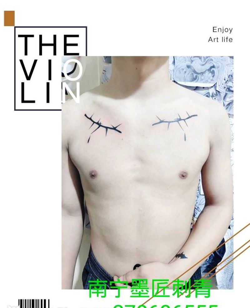 小清新纹身图片_胸部纹身图案