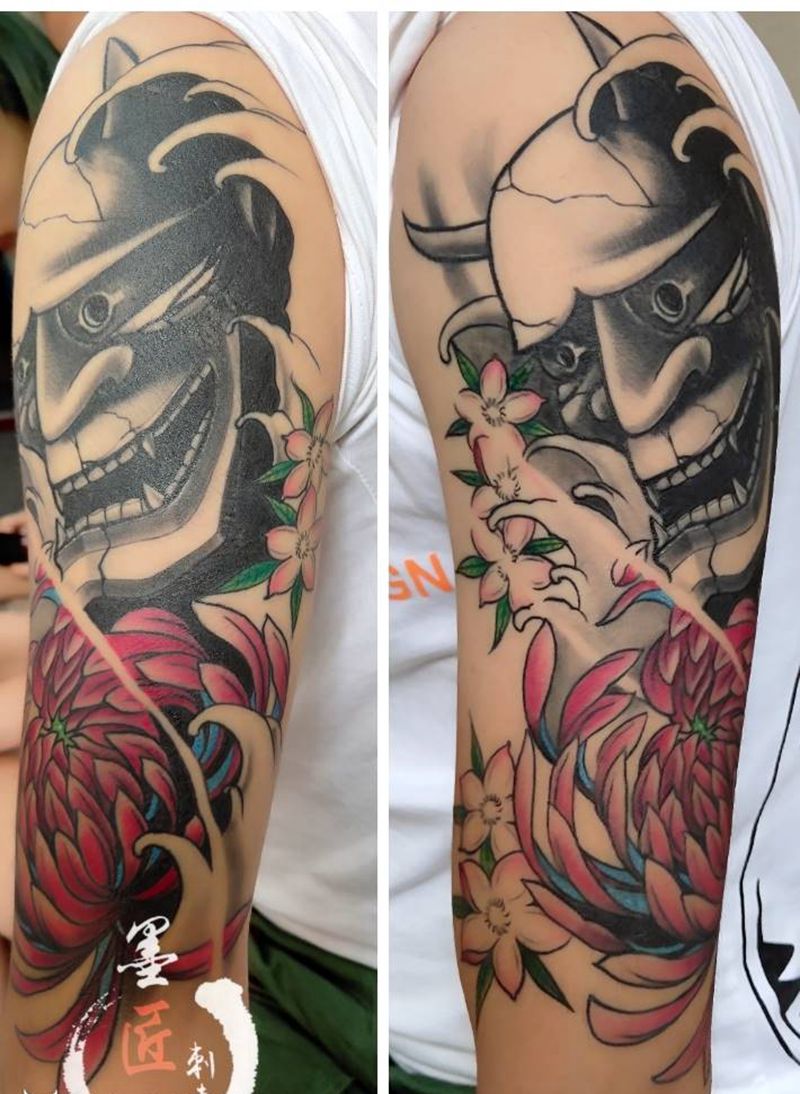 般若纹身图片_手臂新传统纹身图案