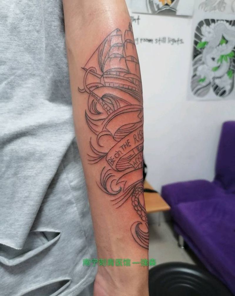 船纹身图片_手臂纹身图案