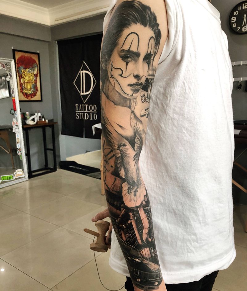 写实花臂。纹身图片