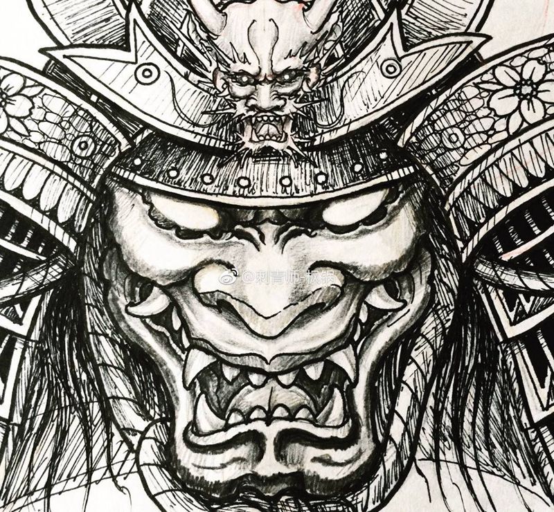 鬼武士纹身图片